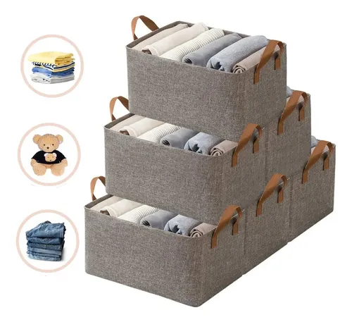 Kit 6 cesto caixa organizadora guarda roupa grande dobravel