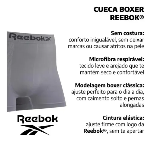 Kit 6 Cuecas Boxer Classic Reebok Microfibra Luxo Original