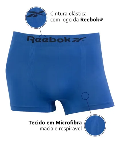 Kit 6 Cuecas Boxer Classic Reebok Microfibra Luxo Original
