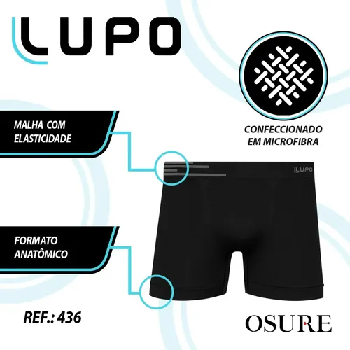 Kit 6 Cuecas Boxer Lupo Sem Costura Box Microfibra Original