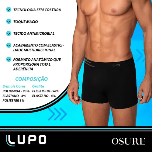 Kit 6 Cuecas Boxer Lupo Sem Costura Box Microfibra Original