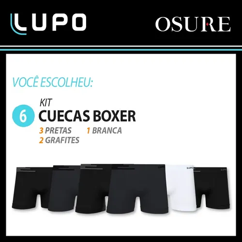 Kit 6 Cuecas Boxer Lupo Sem Costura Box Microfibra Original