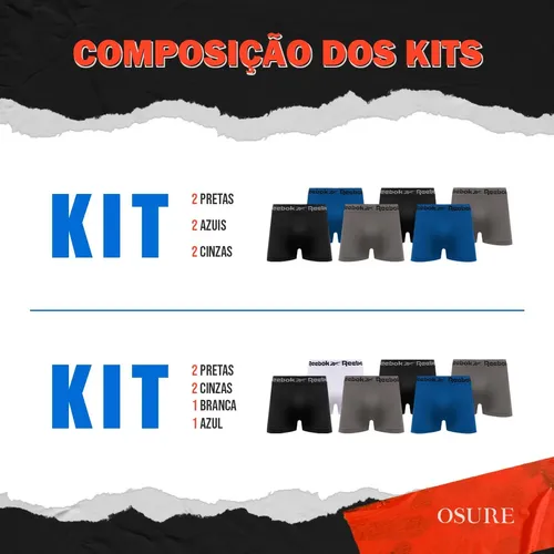 Kit 6 Cuecas Boxer Reebok Microfibra Sem Costura Original