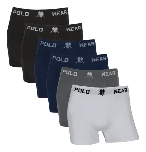 Kit 6 cuecas boxer sem costura polo wear microfibra