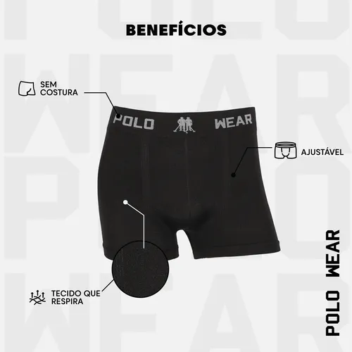 Kit 6 Cuecas Boxer Sem Costura Polo Wear Microfibra