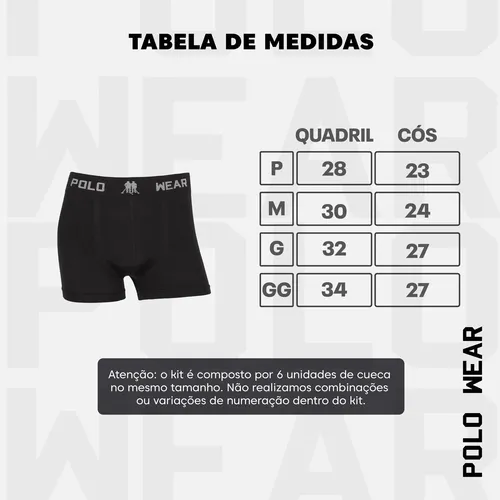 Kit 6 Cuecas Boxer Sem Costura Polo Wear Microfibra