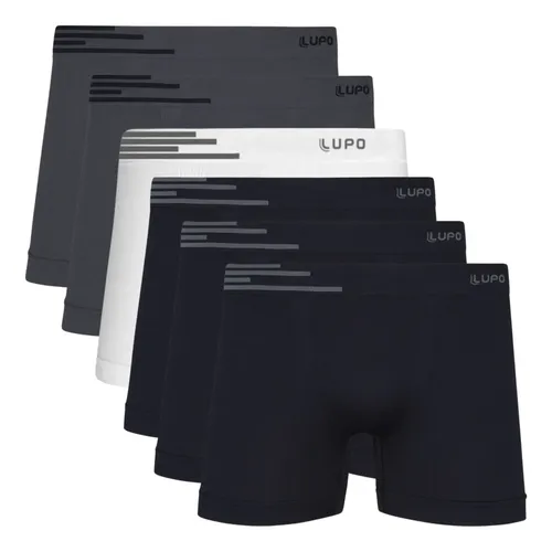Kit 6 cuecas lupo boxer poliamida sem costura box masculina