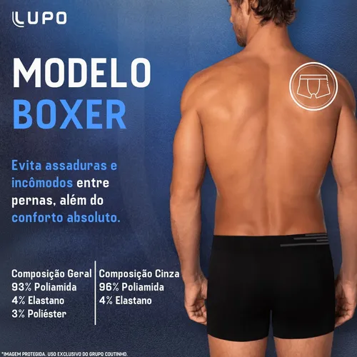 Kit 6 Cuecas Lupo Boxer Poliamida Sem Costura Box Masculina