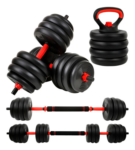 Kit 6 em 1 halteres e anilhas ajustaveis kettlebell fit cor