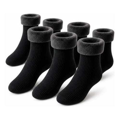 Kit 6 meias termica grossa quente inverno frio forrada pelo 1