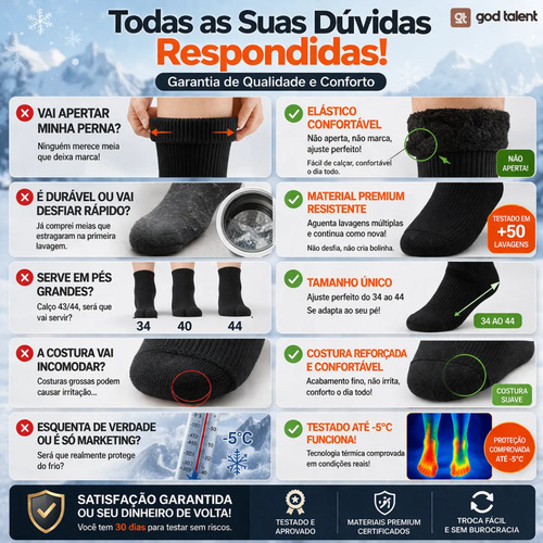 Kit 6 Meias Térmica Grossa Quente Inverno Frio Neve Forrada