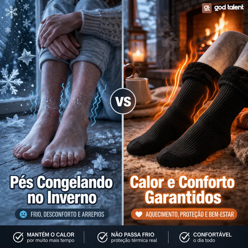 Kit 6 Meias Térmica Grossa Quente Inverno Frio Neve Forrada