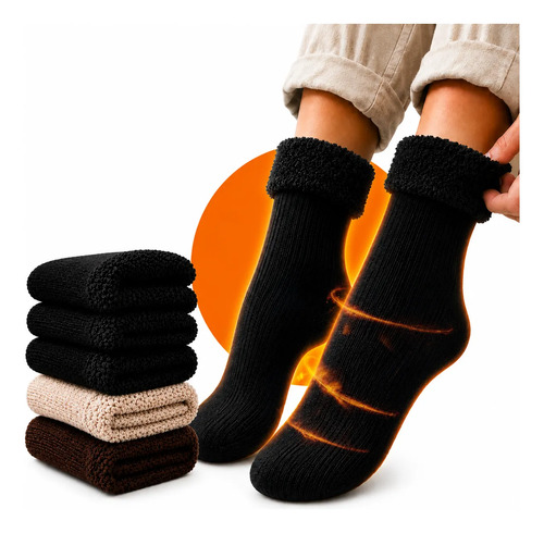 Kit 6 par meias termica quente inverno frio neve forrada