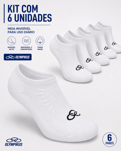Kit 6 Pares Meia Invisível Olympikus Unissex Confortável