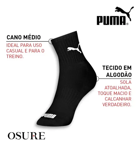 Kit 6 Pares Meias Puma Cano Médio Alto Atoalhada Original