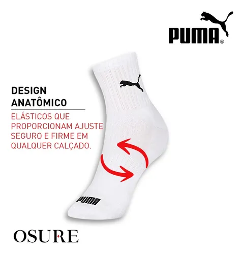 Kit 6 Pares Meias Puma Cano Médio Alto Atoalhada Original
