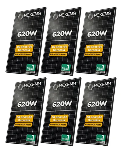 Kit 6 placas solares 620w monocristalino bifacial solar