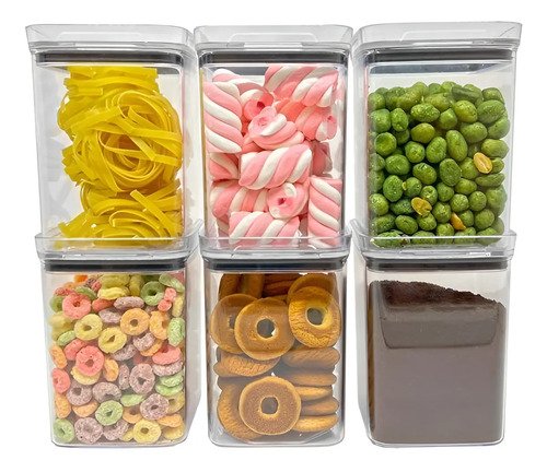 Kit 6 Potes 1l Quadrado Hermético Porta Mantimentos Organiza