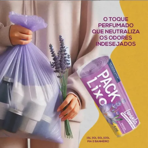 Kit 6 Saco De Lixo Perfumado Lavanda 240 Un Banheiro E Pia