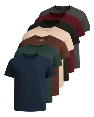 Kit 7 camisetas basica lisa algodao premium masculina