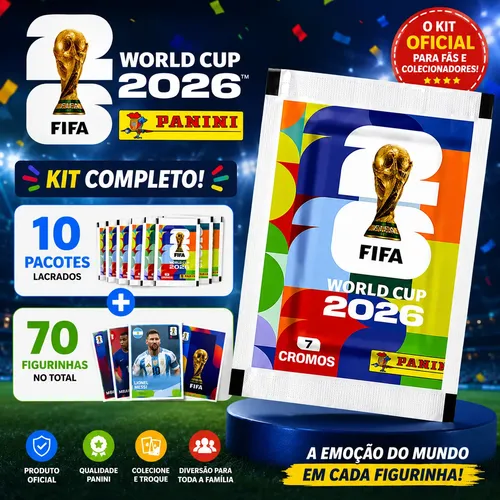 Kit 70 Figurinhas 10 Envelopes Copa Do Mundo 2026 Oficial