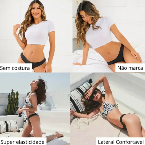 Kit 8 Calcinhas Tanga Sem Costura A Laser Cor Lisa Atacado