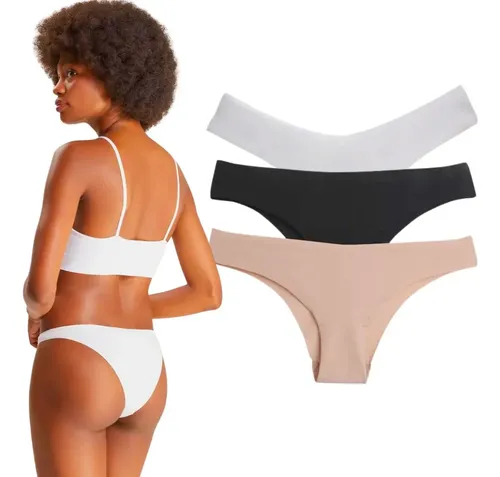 Kit 8 Calcinhas Tanga Sem Costura A Laser Cor Lisa Atacado