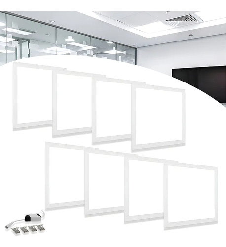 Kit 8 paineis led de embutir quadrados 40w luz branco frio 4