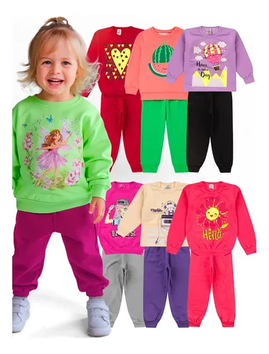 Kit 8 pecas moletom menina infantil inverno atacado barato