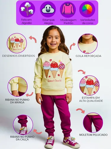Kit 8 Peças Moletom Menina Infantil Inverno Atacado Barato