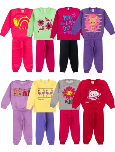 Kit 8 Peças Moletom Menina Infantil Inverno Atacado Barato