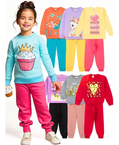 Kit 8 Peças Moletom Menina Infantil Inverno Atacado Barato