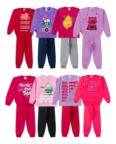 Kit 8 Peças Moletom Menina Infantil Inverno Atacado Barato