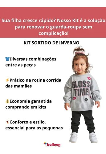 Kit 8 Peças Moletom Menina Infantil Inverno Atacado Barato