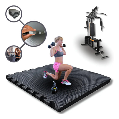 Kit 8 placa tatame tapete eva borracha 10mm piso academia