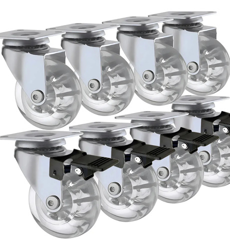 Kit 8 rodinhas para moveis rodizio roda 50mm silicone reforc