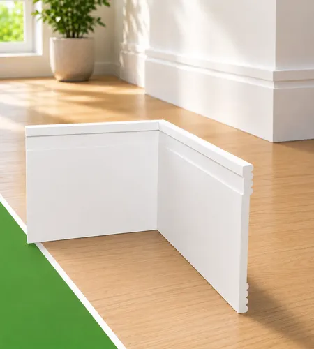 Kit 9 barras rodape poliestireno meu rodape 15cm x 2m branco