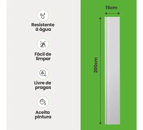 Kit 9 Barras Rodapé Poliestireno Meu Rodapé 15cm X 2m Branco