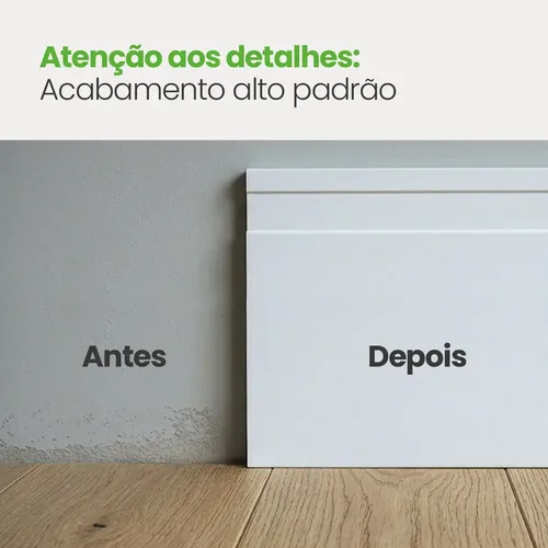 Kit 9 Barras Rodapé Poliestireno Meu Rodapé 15cm X 2m Branco