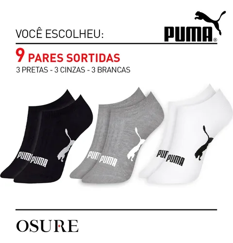 Kit 9 Pares Meias Puma Sapatilha Soquete Invisível Original
