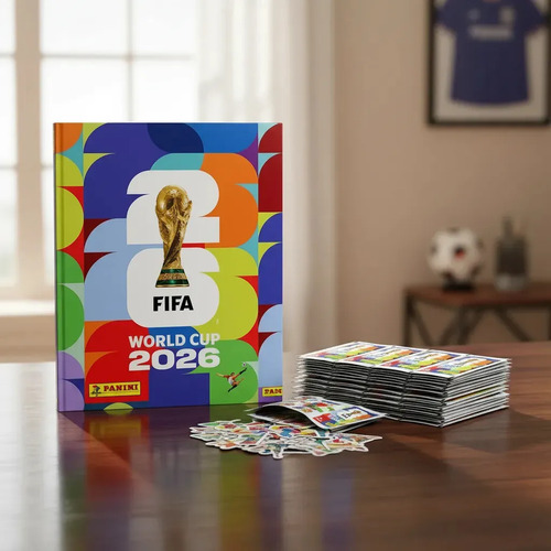 Kit album oficial copa do mundo futebol 2026 capa mole broch