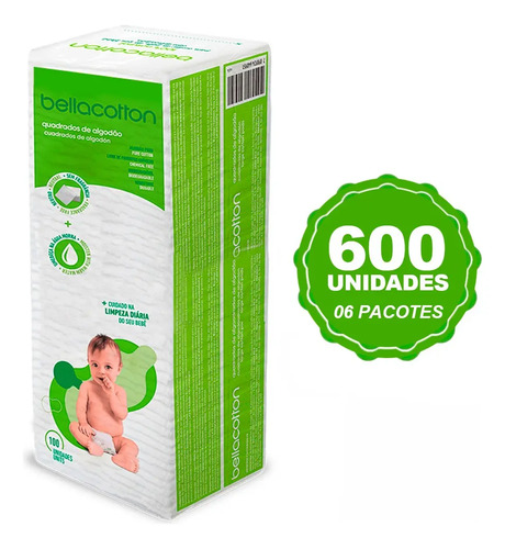 Kit Algodão Bellacotton Quadrado Para Bebê - 6 Pacotes