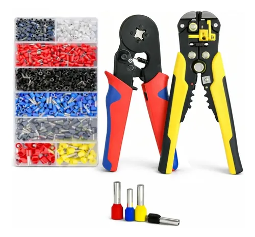 Kit alicate crimpar descascador 1200 ilhos terminais tubular