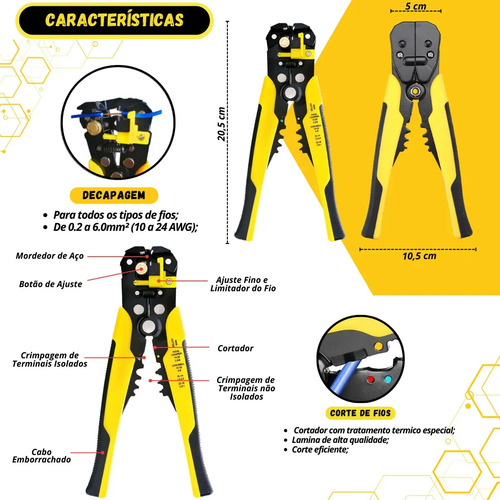 Kit Alicate Crimpar Descascador 1200 Terminais Ilhós Tubular Cietec