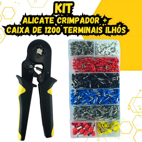 Kit Alicate Crimpar Descascador 1200 Terminais Ilhós Tubular Cietec