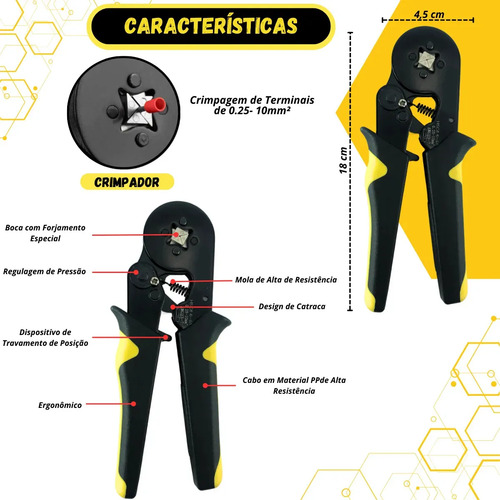 Kit Alicate Crimpar Descascador 1200 Terminais Ilhós Tubular Cietec