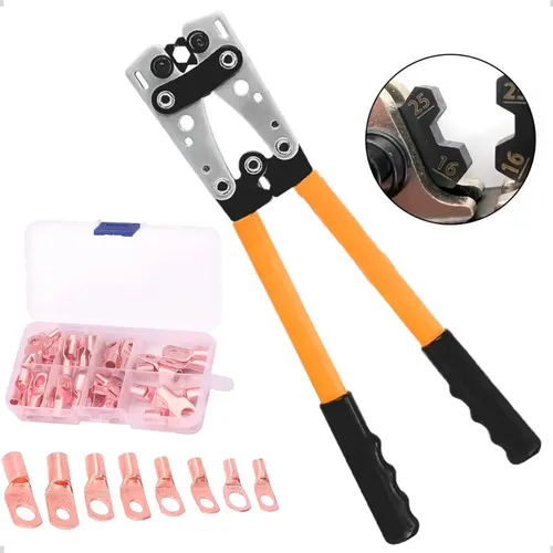 Kit alicate crimpar olhal compressao 6 ate 50mm terminais