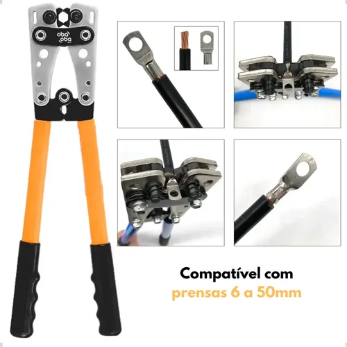 Kit Alicate Crimpar Olhal Compressão 6 Até 50mm + Terminais