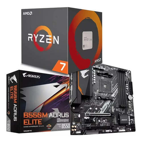 Kit amd ryzen 7 5700x b550m aorus elite gigabyte preto