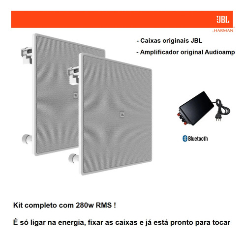 Kit Arandela Jbl + Amplificador Invisível Bluetooth 280w